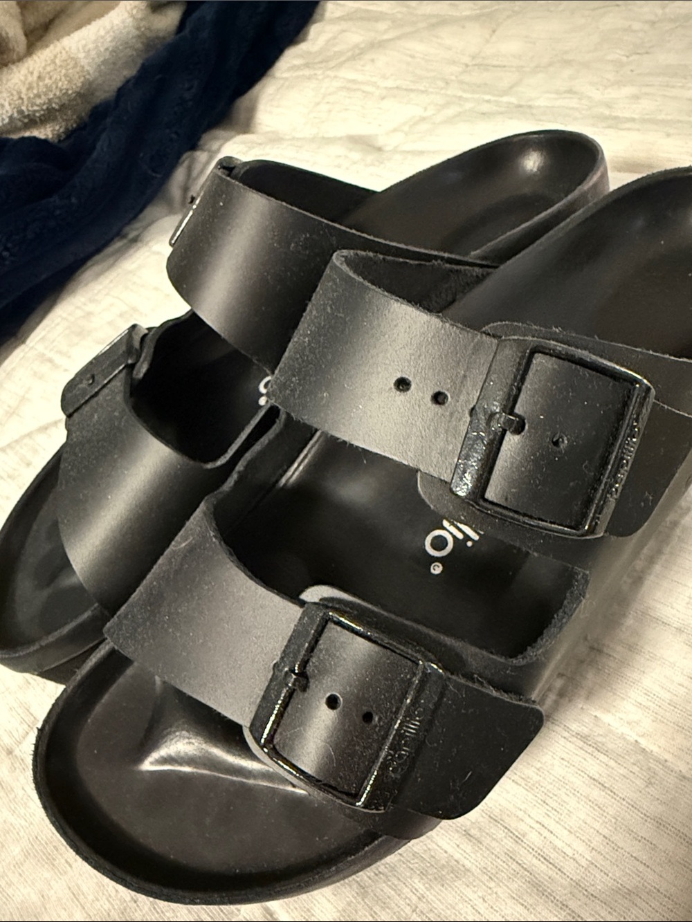 Papillio Black Double-Buckle Slide Sandals